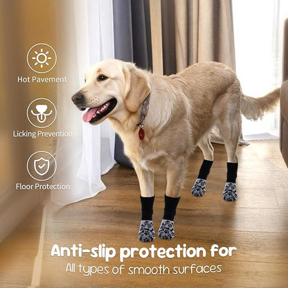 Non-Slip Dog Socks for Hot/Cold Pavement and Hardwood Floors - Prevents Licking and Slipping, and Provides Dog Paw Protection Dog Grip-Enhanced Shoes & Boots for Small,Medium,Large and Senior Dogs