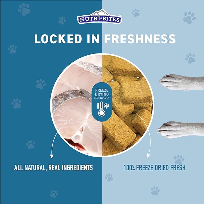 Nutri Bites Freeze Dried Whitefish Dog & Cat Treats, 9 oz | Healthy Pet Training Treats or Food Topper | All Natural, High Protein | Great for Puppy, Small, Medium, or Large Breeds