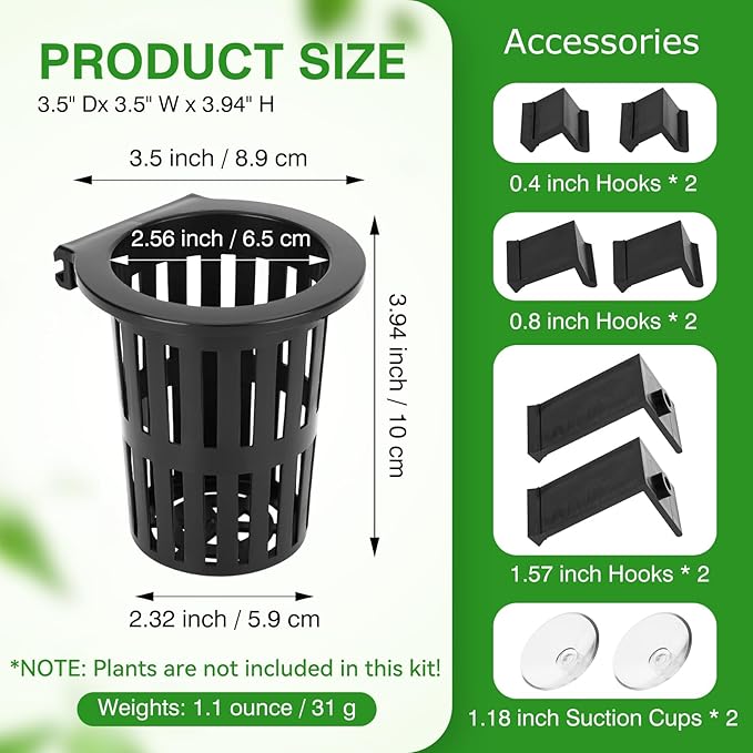 2025 New Upgraded Large Aquarium Plant Holder with 1.57-inch Extension Hooks and Suction Cups for Fish Tank Aquaponic Plant Cultivation and Aquascape Accessories Decorations (2 PCS)