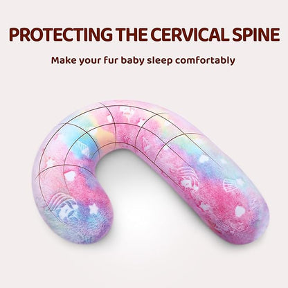 Dog Calming Pillow, Glow in The Dark Dog Throw Pillow, Soft J-Shaped Pillow for Cat & Dog, Machine Washable Pet Calming Toy for Joint Relief Sleeping Improve-M