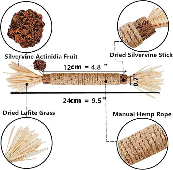 Cat Toys,6PCS Kitten Toys for Indoor Cats Catnip Toy for Chewing Silvervine Stick for Cleaning Teeth Kitty Dental Treat Interactive Toy Kitty Snack Self Play Wand Cat Mint Lick