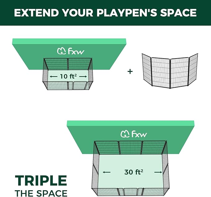 FXW Homeplus Dog Playpen for Indoor Use - Stress-Free and Safe Play, Heavy Duty 45 Inch 4 Panels Dog Pen for Large Dogs, Black_atented