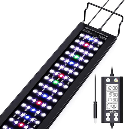 SEAOURA Aquarium Light with Temp Alarm, 36-42in Full Spectrum LED Lights, 24/7 Programmable with Power Off Memory, WRGB Custom, 20 Level Dimmable Brightness for Freshwater Fish Tanks