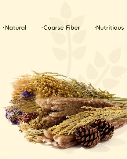 BUCATSTATE Natural Hamster Bedding - Flowers & Herbs & Sprays for Cage Habitat Decor - Treat Cereal Grain for Dwarf Syrian Gerbils, Mice, Rat, Forage, Enrichment (58PCS)