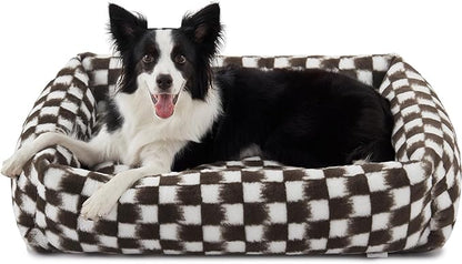 JOEJOY Dog Bed Medium Size Dog, Rectangle Washable Orthopedic Corduroy Fleece Pet Bed with Removable Zipper Cover, Cute Soft Calming Puppy Bed with Non Skid Bottom