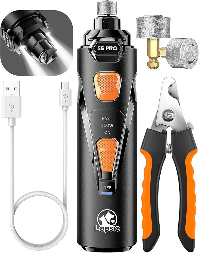 Dog Nail Trimmers with 3 Grinding Wheels Pet Dog Nail Clipper Kit for Large Medium Dogs Cats Small Animal Nail Care Carbon-Black
