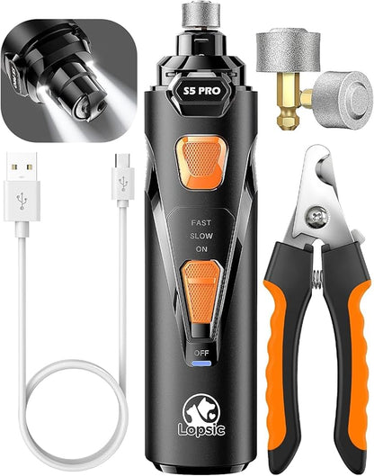 Dog Nail Trimmers with 3 Grinding Wheels Pet Dog Nail Clipper Kit for Large Medium Dogs Cats Small Animal Nail Care Carbon-Black