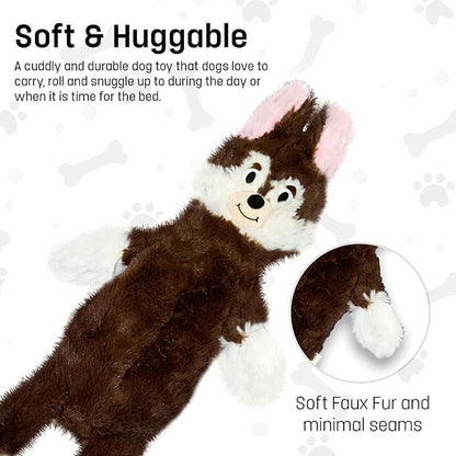 FGA MARKETPLACE Fox Flat NO Stuffing NO Squeak Plush Dog Toy, Funny Style Will Entertain Your Dog for Hours, Recommended for Small and Medium Dog 21 INCH Long
