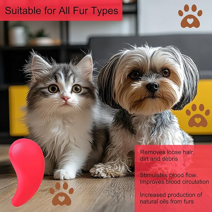 Puppy Brush, Soft Dog Brush for Grooming, Puppy Hair Remover Brush Comb, Grooming Tool for Poodles,Teddy, Yorkies, Maltese, Shih Tzu, Chihuahua, Rose red