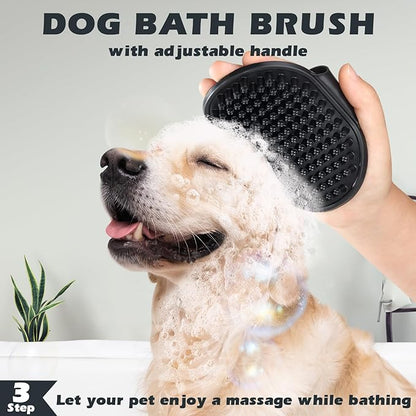 3PCS Dog Brush I Dog Brush for Shedding I Deshedding Dog Brush I Dog Bath Brush I Slicker Brush For Dogs I Dog Comb I Premium Pet Supplies (Purple Black)