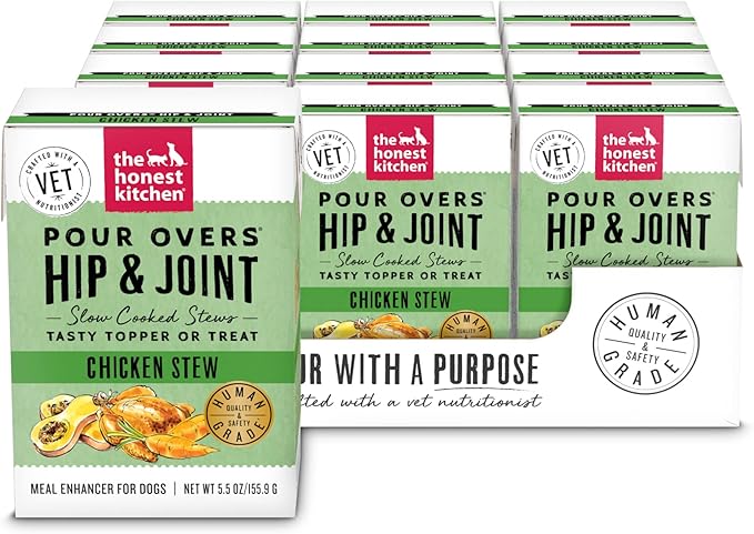 The Honest Kitchen Functional Pour Overs: Hip & Joint Support - Chicken Stew Dog Food Topper, 5.5 oz x12