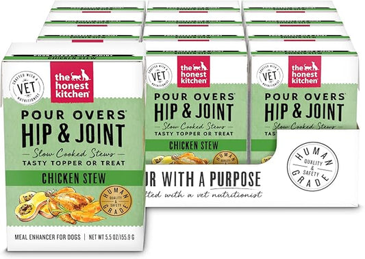 The Honest Kitchen Functional Pour Overs: Hip & Joint Support - Chicken Stew Dog Food Topper, 5.5 oz x12