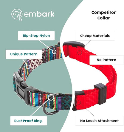 Embark Urban Dog Collar  Dog Collar Stylish & Durable Nylon Dog Collar for Large Dogs, Small Dogs & Medium Dogs.Comfortable Pet Collar Strong Buckles for Any Size Breed (Mayan, Medium)