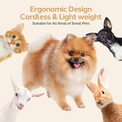 Dogs Hair Clippers Grooming Kit with Nail Grinder, 4 in 1 Cordless Electric Trimmer Low Noise USB Pet Clippers for Dogs Cat,Grooming Paws, Eyes, Ears, Face,Matted Hair