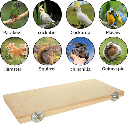 4 Pack Bird Perch Stand 12.4×5.3 Inch Parrot Wood Platform Rectangle Wood Perch Stand Board Shelf for Parrots Birds Budgie Parakeet Cockatiel Hamster Chinchilla Gerbil