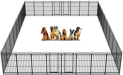 Dog Playpen Outdoor 32 Panels Heavy Duty Dog Fence 47" Height with Thick Pipe Anti-Rust with Doors Portable for RV Camping Yard, Total 72FT, 412 Sq.ft, Snowy Black