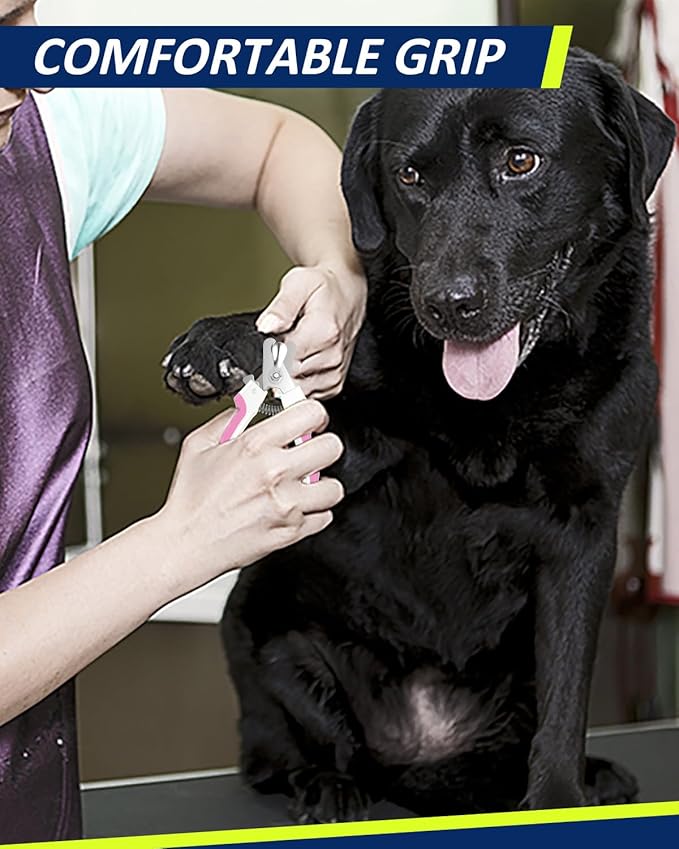 WePet Dog Nail Clippers U10.1, Dog Nail Trimmer Large Breed with Quick Sensor, Razor Sharp Blade Professional Pet Nail Clipper with Safety Guard and Nail File, Rose Pink