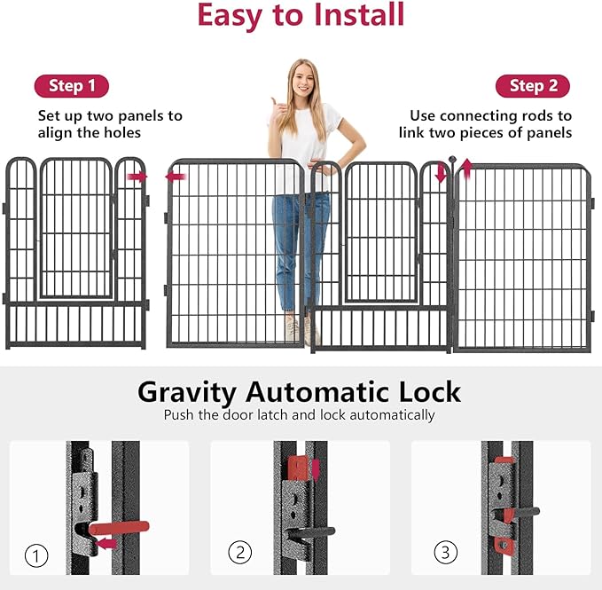 Dog Playpen 40" Height 10 Panels Puppy Playpen Indoor Portable Dog Fence Outdoor for Yard Indoor Dog Pen for Medium/Small Dogs, Heavy Duty Pet Pen for RV, Camping, Yard