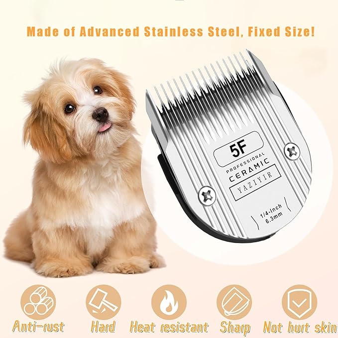 5F Dog Grooming Detachable Ceramic Blade,Compatible with WAHL 5 in 1 Blade for Wahl Arco, Bravura, Chromado, Creativa, Figura, and Motion Clippers. Cut Length 1/4-Inch 6.3mm