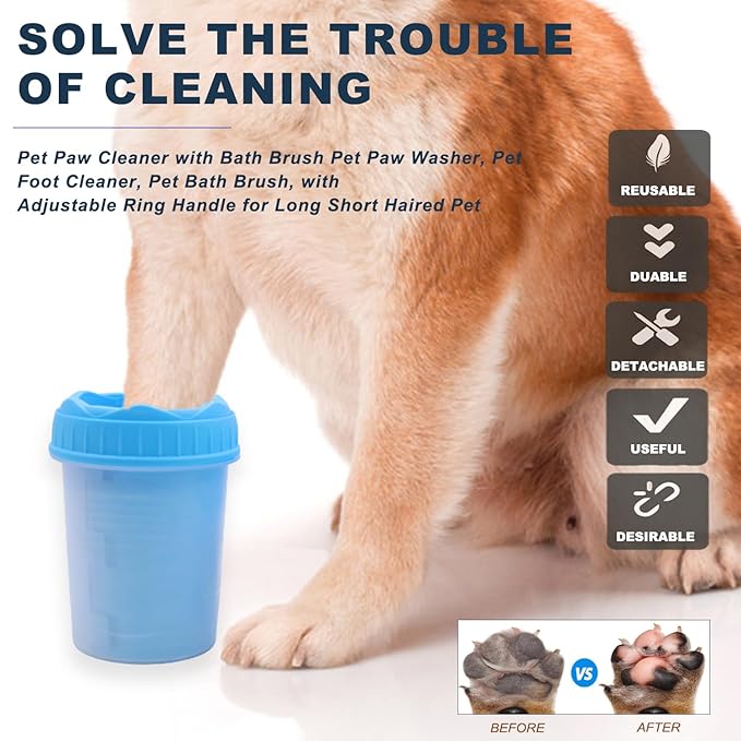 Dog Nail Trimmers Kit for Indoor Cats and Dogs, Pet Paw Cleaner with Bath Brush, Pet Nail Clipper with Sharp Blade and Precise Cutting Size, Pet Nail File to Refine the Nails After Cutting