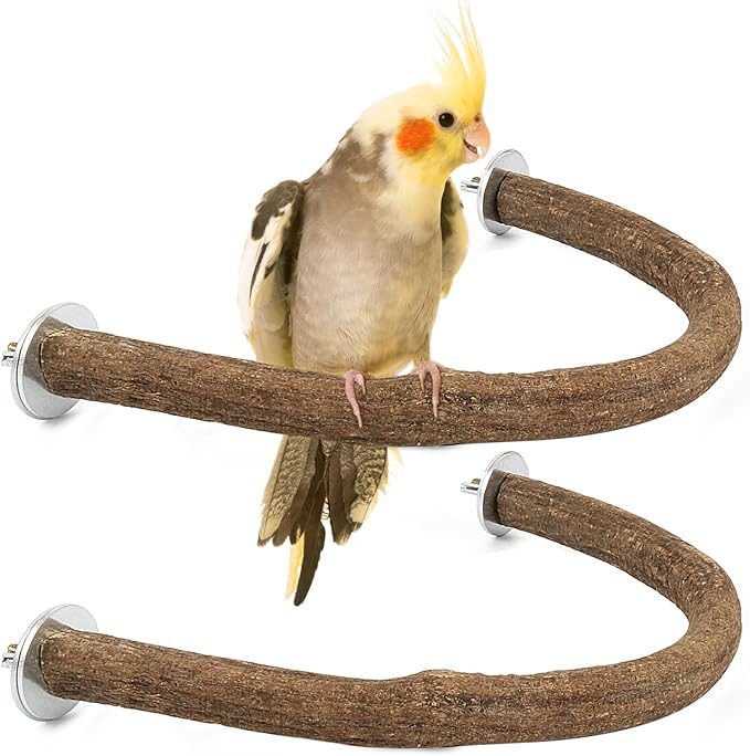 Rypet 2PCS Natural Wood Bird Perches for Cage,Wooden Parakeet cage Accessories,Parakeets Stand Perch,U Shape Parrot Perch Bird Stand Toys for Parakeet, Conure, Cockatiel, Budgie, Lovebirds L
