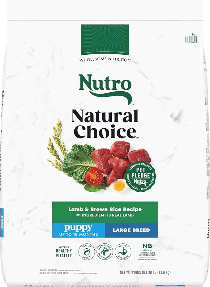 NUTRO NATURAL CHOICE Large Breed Puppy Dry Dog Food, Lamb & Brown Rice Recipe Dog Kibble, 30 lb. Bag
