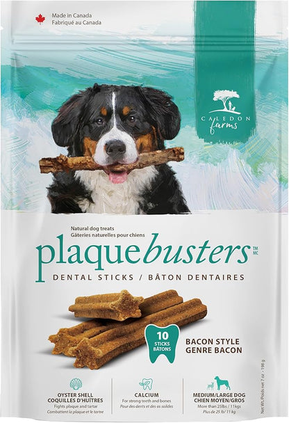 Caledon Farms Plaque Busters with Bacon Dog Treats: Grain Free, Gluten Free, No Additives, Colors or Preservatives, Brown 8 Count (Pack of 1)