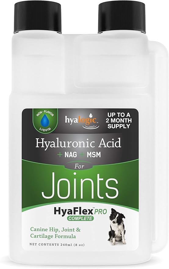 Hyalogic HyaFlex Pro-Complete Dog Joint Supplement, Canine Joint Support – Hyaluronic Acid Joint Supplement for Dogs –w/Glucosamine MSM Supplement 30-60 Day Supply, Cartilage & Coat Supplement