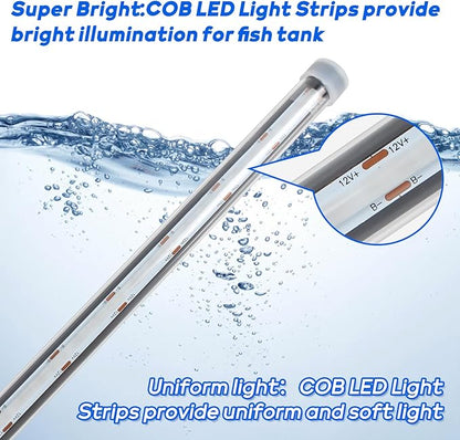 Submersible Fish Tank Light: Underwater Aquarium Light with Remote and Suction for Home Fish Keeper -Full Spectrum Aquarium Tank Light with Colors Change for 19.6In Saltwater Freshwater Tank