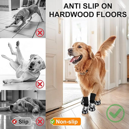 BEAUTYZOO Dog Socks, Non Slip Dog Socks to Prevent Licking Paws -Dog Shoes for Hot/Cold Pavement, Dog Boots & Paw Protectors, Dog Booties for Hardwood Floors, Small Medium Large Senior Dogs