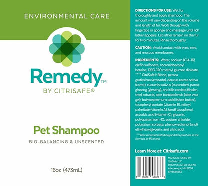 Remedy Pet Shampoo with Shea Moisture - All Natural, Dry Skin and Itch Relief - Cleans, Deodorizes and Conditions - 16oz