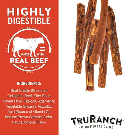 TRURANCH Collagen Rolls - 9" Collagen Rolls for Dogs - Long Lasting Healthy Joint Support Dog Treat - Rawhide Alternative - Skin & Coat Health - Made with Real Beef, 1 Bag, 3 Count