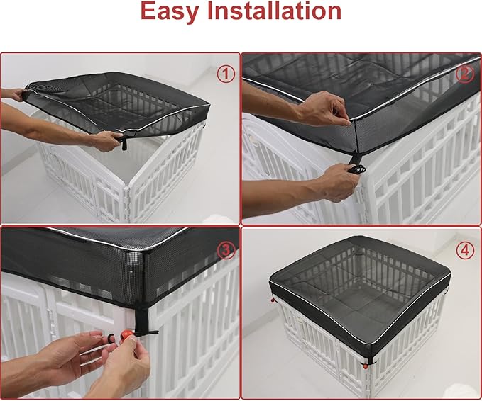 Dog Playpen Cover Mesh Top - Dog Pen Cover for Pets Fits 36 Inch 4 Panels Square Plastic Exercise Pet Pen,Provide Security for Indoor Dog Pen (Playpen Not Included)