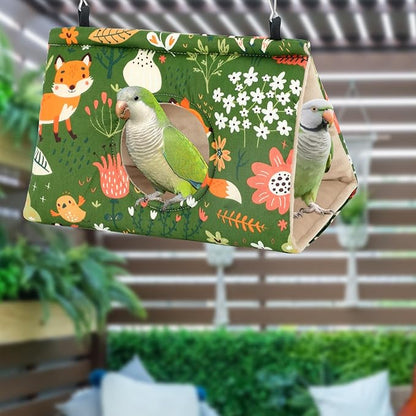 Rypet Winter Warm Bird Nest House - Hanging Hammock Velvet Shed Hut Cage Plush Fluffy Birds Hideaway Sleeping Bed Fuzzy for African Grey Cockatoo and Other Amazon Parrot Largeï¼_reenï¼