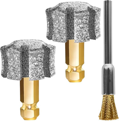 LENONG Diamond Dog Nail Grinder Heads with 7-Grooves, Anti-Clogging & Fast Cooling Pet Nail Grinder Bits for Pet Claw Care with Steel Brush for Casfuy and Most Brands (2pcs 60#)