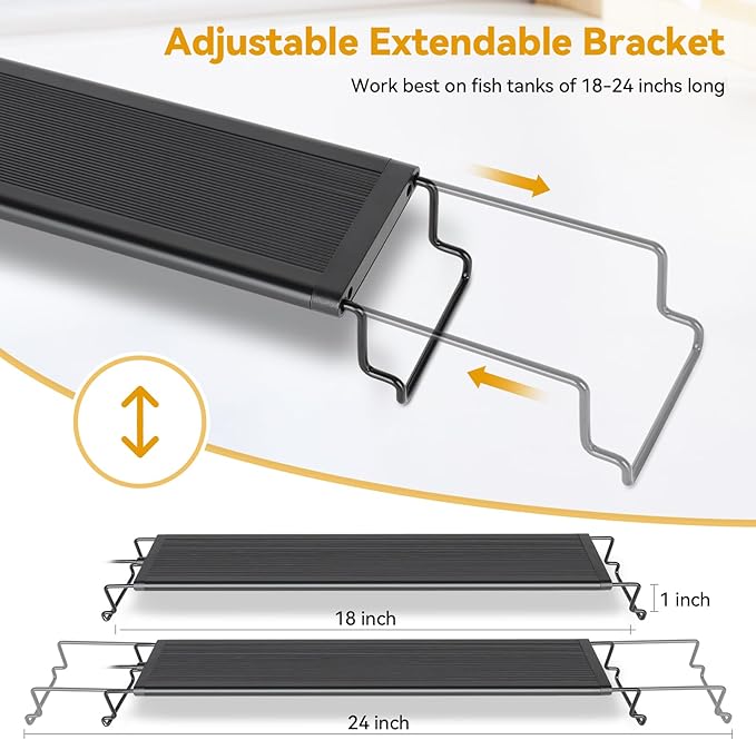 hygger 18W LED Aquarium Light, 18-24 Inch Fish Tank Light with Timer Auto On/Off, Sunrise Sunset Mode, Adjustable Brightness and Colors, Full Spectrum Light with Extendable Brackets for Freshwater