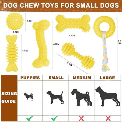 Puppy Toys, 6 Pack Dog Chew Toys for Puppy, Cute Yellow Small Dog Toys, Teething Toys for Puppies, Soft Durable Interactive Chew Toy for Small Dogs