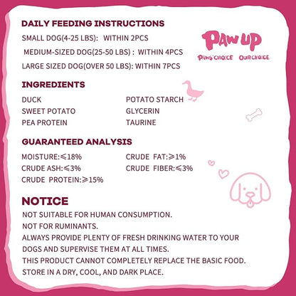 Duck & Sweet Potato Dog Treats, High Fiber Pet Treats for Medium Dogs, Healthy Chews Snack, High in Protein, 12.5 oz