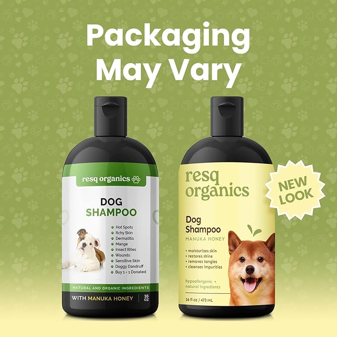 Hypoallergenic Dog Shampoo, Cleans and Soothes Dry Flakey Skin, Reduce Dandruff, Shedding, Calms Itching, Scratching, Organic Aloe & Manuka Honey Softens Fur Moisturizes and Deodorizes