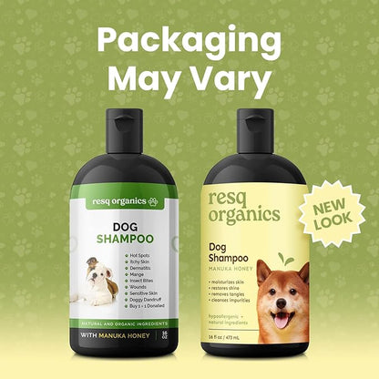 Hypoallergenic Dog Shampoo, Cleans and Soothes Dry Flakey Skin, Reduce Dandruff, Shedding, Calms Itching, Scratching, Organic Aloe & Manuka Honey Softens Fur Moisturizes and Deodorizes