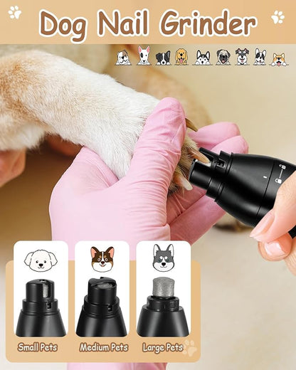 4 in 1 Dog Clippers for Grooming Paw Trimmer, USB-C Rechargeable Dog Grooming Clipper Kit Nail Ginder with Two Speeds, Cordless Pet Cat Trimmer Shavers for Thick Hairs for Poodle, Small Pets