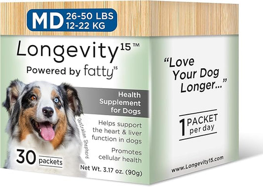 Yummy Combs Longevity15  C15:0  Fatty Acid Health Supplement for Dogs  Healthy Pet Supplies  for Medium Dogs, 1 Pack