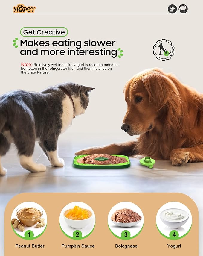 HOPET Licking Mat for Dogs Crate, Interactive Large 7.1" Size Lick Mats for Boredom Relief & Anxiety Reduction, Soft & Safe Peanut Butter Lick Pad for Training(Square-Shaped)