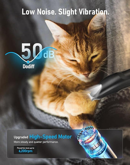 Dog Paw Trimmer with LED Light, Rechargeable Cordless Dog Clippers with Wider Blade for Grooming Pet's Paw Pad, Low Noise 2 Speed Electric Cat Hair Shaver for Small Areas