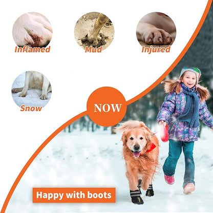 DcOaGt Dog Shoes for Large Dogs, Anti-Slip Dog Boots & Paw Protectors for Hot Pavement Summer Snow Hiking Walking, Waterproof Breathable and Reflective Dog Booties for Large Size Dogs 4PCS