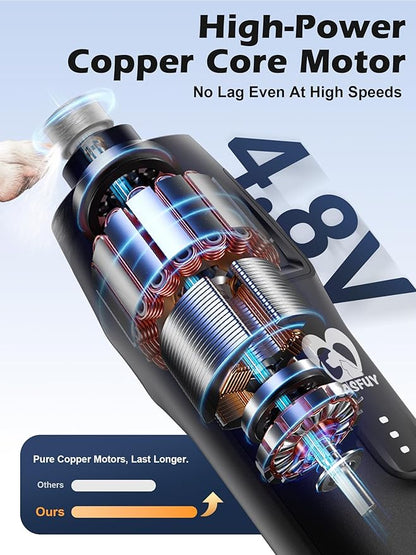 Casfuy 6-Speed Dog Nail Grinder  50%+ Boost Power Dog Nail Trimmers Quiet with Dust Cap & 2 LED Lights & 2000mAh Battery & 4.8V Motor Electric Pet Toenail File Tool for Large Medium Small Dogs Cats