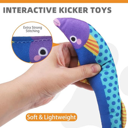 KOOLTAIL Cat Catnip Toys Saury Fish, 3 Pack Durable Soft Kicker Toy Filled with Natural Catnip Cotton, Self Play Interactive Bite Resistant Chew Teeth Cleaning Gift for Indoor Cats Kitten All Breeds