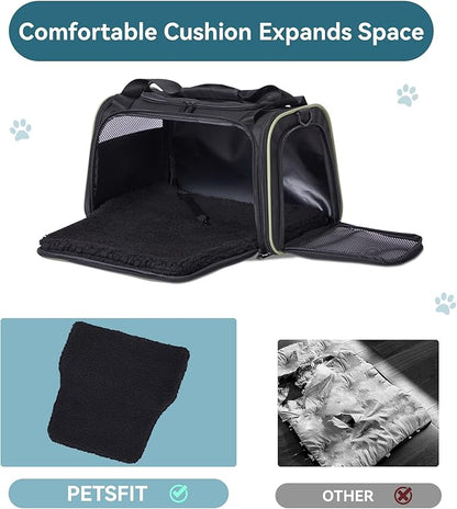 PETSFIT Large Cat Carrier, Dog Carrier up to 25Lbs, Pet Privacy Protection Travel Pet Carrier for Medium and Large Cats, Small Dogs, Puppies (Large, Black)