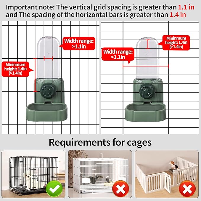 20oz Hanging Automatic Pet Water Dispenser, Gravity Dog Water Bowl for Cage, No Drip Rabbit Water Bottle, Cage Water Dispenser for Small Dogs, Cats, Rabbits and Other Small Animals