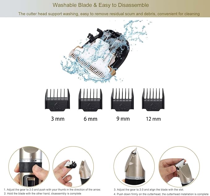 Dog Shaver Clippers, Pets Grooming Kit, Low Noise Rechargeable Cordless Hair Clippers for Small&Large Dogs Cats